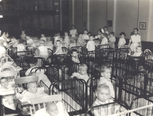 Babies at the Infants Home, a charity started by Father Baker.